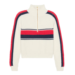 Aspen Quarter Zip Sweater Retro Block Ivory/Red/Navy