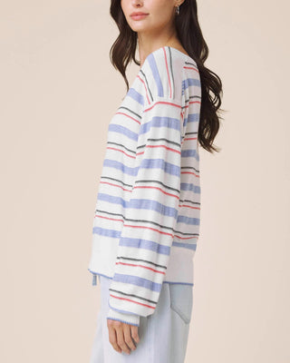 Erica Stripe Sweater White/Azure/Firework