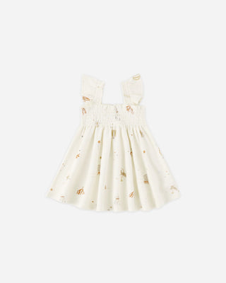 Smocked Jersey Dress Carnival Ivory