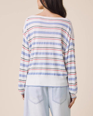Erica Stripe Sweater White/Azure/Firework