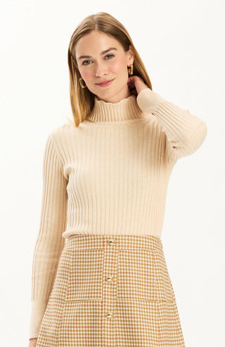 Cotton Cashmere Turtleneck Pebble