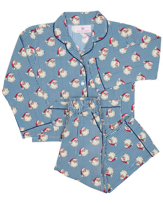 Navy Striped Vintage Santa Pajama Set