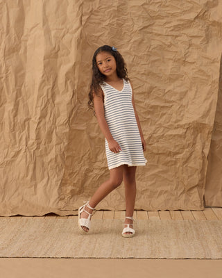 Crochet Tank Mini Dress Marine Stripe