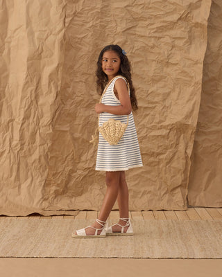 Crochet Tank Mini Dress Marine Stripe