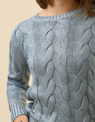 Florence Crewneck Sweater Blue Silver Foil