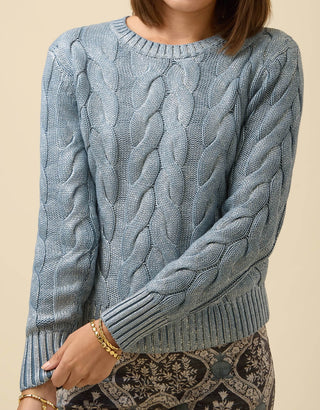 Florence Crewneck Sweater Blue Silver Foil