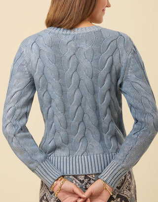 Florence Crewneck Sweater Blue Silver Foil