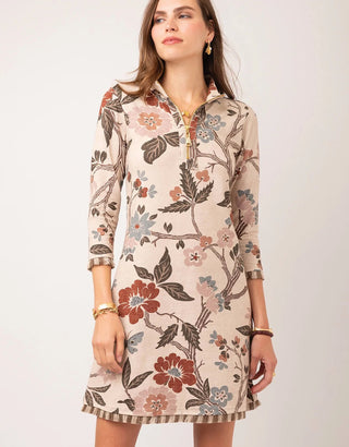 Nora Fringe Dress Japonica Floral Cream