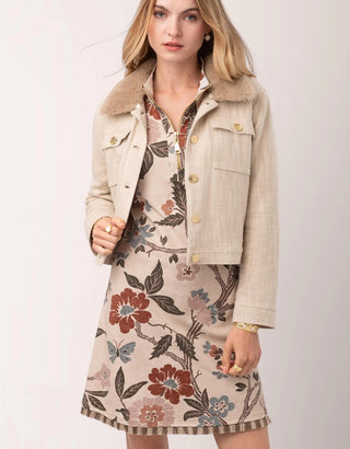 Nora Fringe Dress Japonica Floral Cream