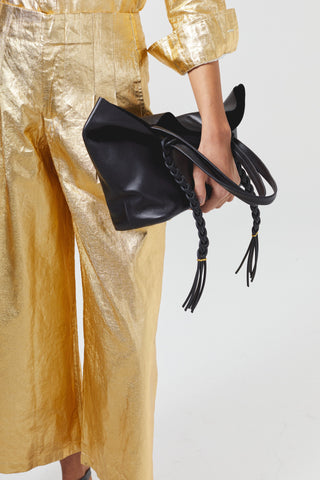 Culotte Metallic Linen Pants Gold