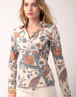 Celia Top Japonica Bird Parchment