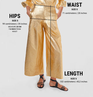 Culotte Metallic Linen Pants Gold