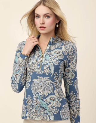 Nora Zip Top St. Augustine Bird Palm Blue