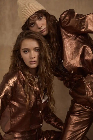 San Marino Metallic Linen Shirt Chocolate