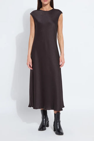Silvana Bias Cut Midi Dress Double Espresso