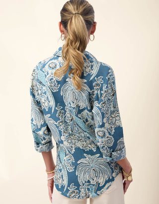 Aida Relaxed Buttondown St. Augustine Bird Palm Blue