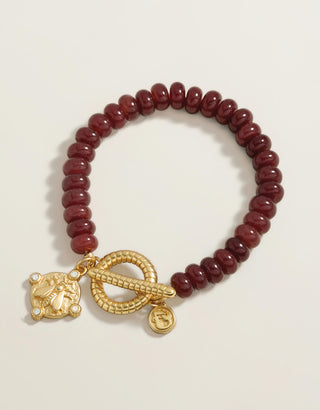 Curious Bee Beaded Toggle Bracelet Bordeaux