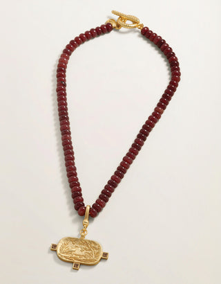 Salt Marsh Beaded Charm Necklace 18” Bordeaux