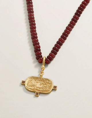 Salt Marsh Beaded Charm Necklace 18” Bordeaux