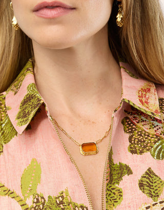 Marion Rectangle Necklace 20” Topaz