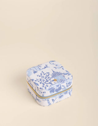 Jewelry Mirror Travel Case Garden Toile