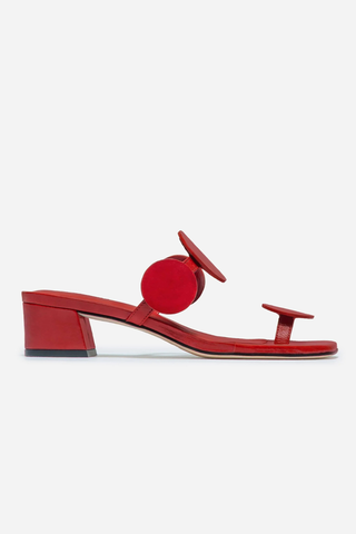 Jupiter Moon Low Heel Sandal Red Crinkle Gloss Leather