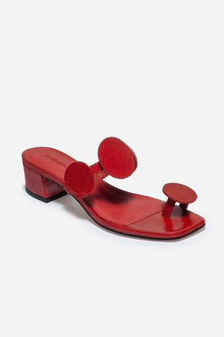 Jupiter Moon Low Heel Sandal Red Crinkle Gloss Leather