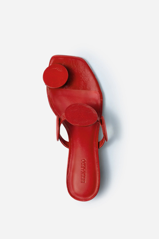 Jupiter Moon Low Heel Sandal Red Crinkle Gloss Leather