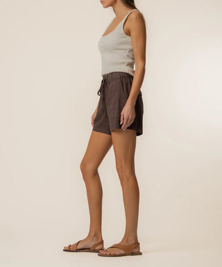 Chocolate Katana High Rise Drawstring Short