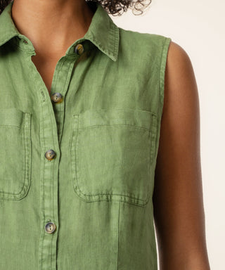 Bowie Button Down Dress Olive