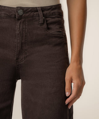 Meg High Rise Wide Leg Denim Chocolate