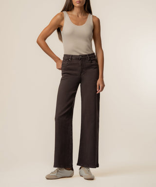 Meg High Rise Wide Leg Denim Chocolate