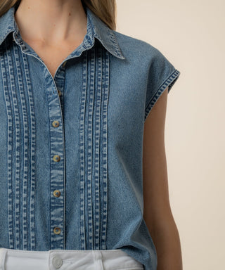 Penelope Denim Drop Shoulder Top Beaming