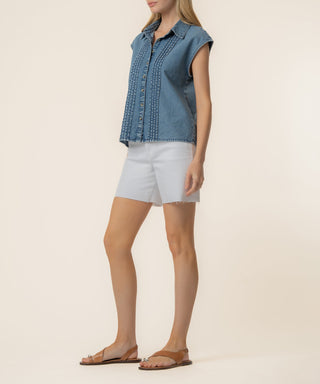 Penelope Denim Drop Shoulder Top Beaming