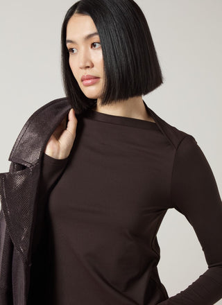 Electra Crossed Boat Neck Top Double Espresso