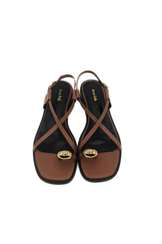 Laney Strappy Gold Toe Loop Sandal Brown