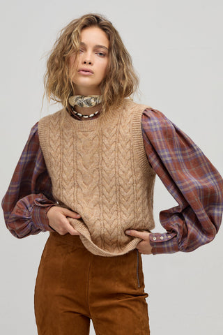Camille Linen Shirt Hazelnut Checks
