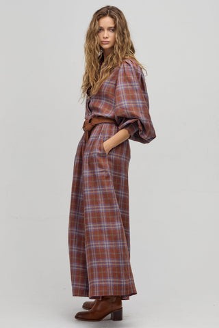 Sabi Linen Pants Hazelnut Checks