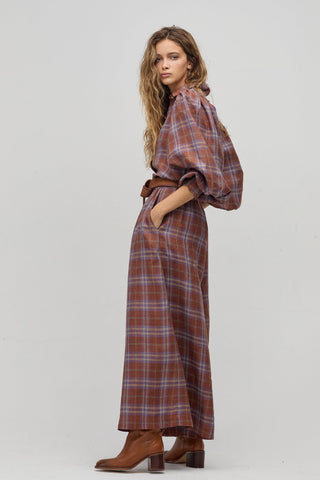 Sabi Linen Pants Hazelnut Checks