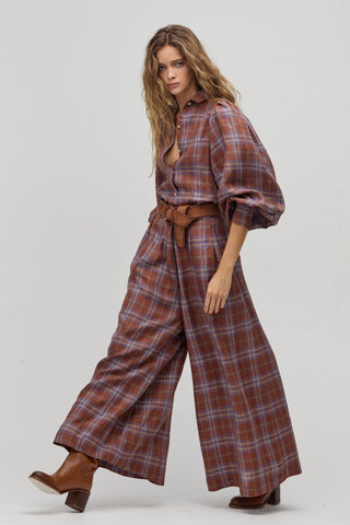 Sabi Linen Pants Hazelnut Checks