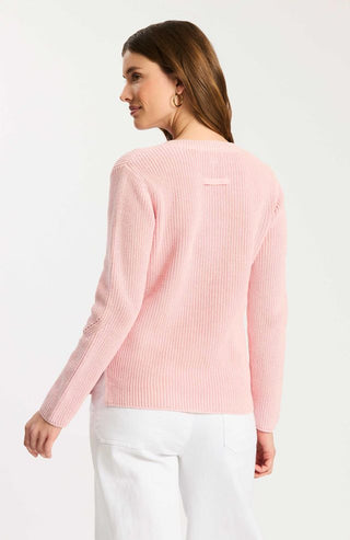Mineral Wash V-Neck Sweater Pale Rosette