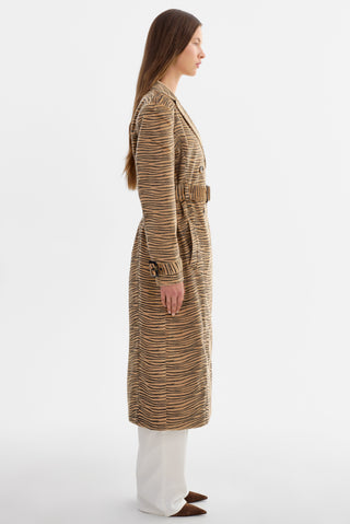 Leslie Faux Hair Tiger Print Trench Coat