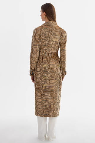 Leslie Faux Hair Tiger Print Trench Coat