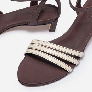 Lima Low Heel Sandal Dark Chocolate Eggshell Leather