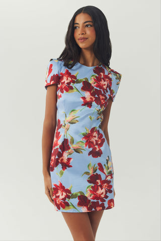 Bryce Dress Blue & Red Floral