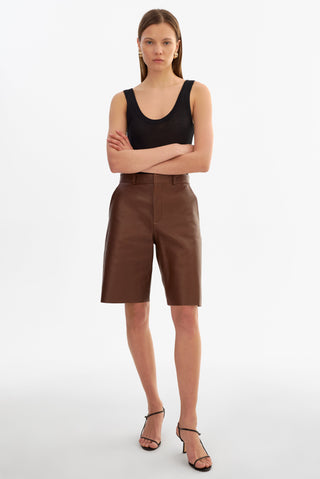 Lotta Leather Bermuda Short Mid Brown