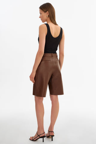Lotta Leather Bermuda Short Mid Brown