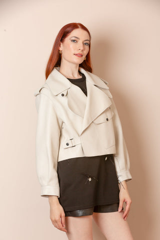 Lambskin Signature Moto Jacket Ivory