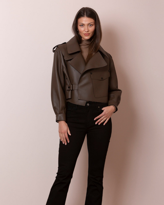 Lambskin Signature Moto Jacket Mocha