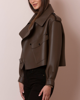 Lambskin Signature Moto Jacket Mocha